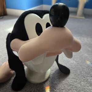 Vtg 90s Goofy Disney World Snapback With Hard Plastic Face & Hanging Ears O/S